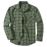 AIDASE  -  Men's Large Size Plaid Flannel Shirt Vintage Pearl Button Western Style Long Sleeve Shirt Checkered Patterned Menswear aidase-shop