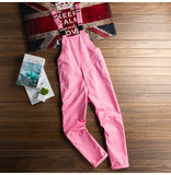 AIDASE  -  Men Pink Bib Overalls Casual Adjustable Suspenders Jumpsuits Y2K Loose Straight Pants aidase-shop