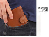 AIDASE  -  Men's Short Genuine Leather Wallet Vintage Coin Purse Top Layer Cowhide Vertical Card Holder Large Capacity aidase-shop