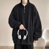 AIDASE  -  American Retro Zip-Up Collar Jacquard Sweatshirt Men's Winter Plush Oversized Couple Coat aidase-shop