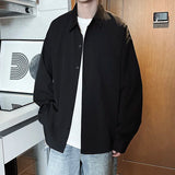 AIDASE  -  Japanese Sle White Long Sve Casual irt for Men Youthful Feeling Outerwear Trendy Brand College Sle Loose Fit aidase-shop
