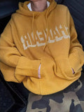 AIDASE  -  Retro Sle Lazy Faion Loose Fit Yellow Hoodie Knitted Sweater Jaet for Teens And Men Spring Autumn ex Couple's Wear aidase-shop