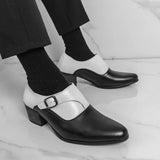 AIDASE  -  Men's High Heel Leather Shoes 5cm Pointed Toe Business Formal Shoes Trendy Hairstylist Style Casual round Toe Leather Shoes aidase-shop