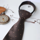 AIDASE  -  New Retro Brown Lazy Zipper Ties For Men Italian Polka Dot Formal Business Neckties 8cm Flower Striped Silk Tie Suit Accessories aidase-shop