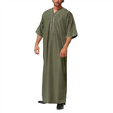 AIDASE  -  Men's Muslim Robes Middle East Arab Ramadan Islamic Button V-neck Clothing Solid Casual  Long Sleeve T-shirt Dress Tunic Tops ﻿ aidase-shop