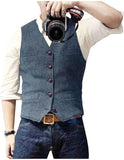 Aidase V Neck Men's Suits Vest Casual Classic Formal Business Herringbone Tweed Slim Fit Waistcoat For Wedding Groomsmen aidase-shop