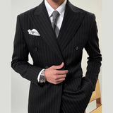 AIDASE  -  Traje Novio 2025 New Grooms Suit Naples Suit Set For Men Business Casual Striped Suit Men Tuxedo Suit Smoking Homme Mariage aidase-shop