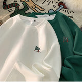 Graphic Print Waffle Sweatshirt For Men College Style Oversized Long Sleeve Pullovers Man Women Unisex Casual Sweatshirts