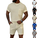AIDASE  -  European and American Men's Sports Suit Short Sleeved Shorts Two-piece Casual Sports Round Neck Jogging Suit aidase-shop