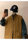 AIDASE  -  Retro Japanese Sle Baseball Collar Cotton Vest Men's Loose Trendy  Color Svel oulder Pad Vest Winter Outerwear aidase-shop