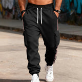 AIDASE  -  Men's Striped Side Cargo Joggers Loose Fit Drawstring Casual Sports Pants With Multi Pockets aidase-shop
