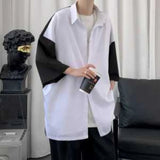 AIDASE  -  Stitched Contrasting Color Shirt Men's Summer Loose Trendy Brand Three-quarter Sleeve Inch Trend aidase-shop