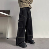 AIDASE  -  Summer New Men Jeans Loose Wide Leg Floor-Length Male Denim Pants Niche Design Style Highlighted Lines Trousers 21E6844 aidase-shop