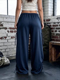 AIDASE  -  Women Y2K Oversized Baggy Pants Low-rise Elastic Waist Drawstring Wide Leg Trousers Loose Streetwear Casual Sweatpants aidase-shop