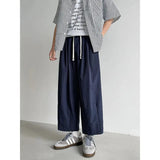 AIDASE  -  Summer Men's Linen Wide-Leg Cropped Pants High Waist Drawstring Casual Trousers aidase-shop