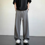 AIDASE  -  Korean Classic Blue Black Gray Male Brand Trousers Plus Size Men's Casual Straight Long Loose Pants Stretch Elastic Waist Jogger aidase-shop