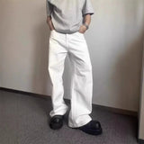 AIDASE  -  Loose Straight American Style Men's Jeans White Casual Long Trousers Simple Workwear Japanese Trendy Brand Loose Fit Jeans aidase-shop