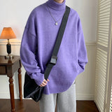 AIDASE  -  Men's High Ne Knitted Sweater Pure Color Loose Fit Winter Warm Trendy Hong Kong Sle Underwear Casual Long Sve Top aidase-shop