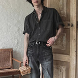 AIDASE  -  Summer New Men Tide Korean Style Elegant Fashion Cool Washed Short Sleeve Loose Casual Shirt Chic Ins Streetwear Top aidase-shop