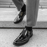 AIDASE  -  Luxury Brand Men's Shiny Leather Shoes High-end Occasions Business Men's Formal Shoes Classic Loafers Brown Retro Shoes aidase-shop