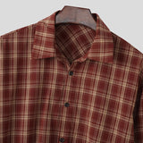 AIDASE  -  Men Plaid Shirt Lapel Long Sleeve Button Loose Men Clothing Autumn 2025 Fashion Casual Male Shirts Camisas Streetwear aidase-shop