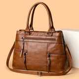AIDASE  -  Urban Simple Style Large Capacity Soft Leather Handbag Commuter Single Shoulder Crossbody Bag Quality Feel Tote Bag aidase-shop