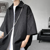 Aidase White/Black Men Shirt Texture Lapel Short Sleeve Korean Casual Shirts 2024 High Quality Streetwear Summer Leisure Men Clothing