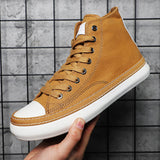 AIDASE  -  Men's High Top Canvas Shoes Black White Men Casual Sneakers Fashion Lace-up Vulcanize Shoes Cool Street Sports Brand Flats aidase-shop