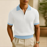 AIDASE  -  Men Shirt Patchwork Lapel Zipper Short Sleeve Summer Male Tops Streetwear Shirts 2025 Fashion Casual Men Clothing S-5XL aidase-shop