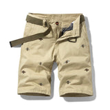 AIDASE  -  Summer Casual Shorts Men Solid Color Embroidery Pattern cargo Shorts Cotton Beach Print Shorts Men Bermuda Overalls Pocket Pants
