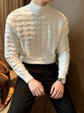 AIDASE  -  Mr. NR Briti Sle  Color f High Collar Knitted Long Sve Wave Pattern Elastic Base irt Sweater for Men Casual aidase-shop