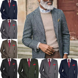 Aidase Autumn Winter Men's Wedding Suit Blazer Notch Lapel Tuxedos Slim Fit Herringbone Groom Wear For Business Office Only Jacket aidase-shop