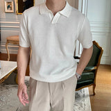 AIDASE  -  Summer Thin Ice Silk Casual Polo Shirts Men Knitted Short Sleeve Turn-down Collar Pullover Top For Mens Fashion Solid Polo Shirt aidase-shop
