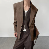 AIDASE  -  Men Striped Blazer Lapel Long Sleeve Button Casual Male Suit Streetwear Elegant Fashion Thin Coats Men Blazer S-5XL aidase-shop