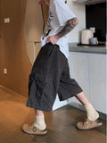 AIDASE  -  Summer Casual Loose Fit Straight Leg Seven Inch Pants Youthful Vitali Sle Versatile Elastic Waist Wide Leg orts aidase-shop