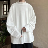 AIDASE  -  Autumn Half-high Neck Solid Color Sweatshirt Niche Retro Bottoming Shirt Fashion Casual Pullover Long-sleeved Women Men Clothing aidase-shop