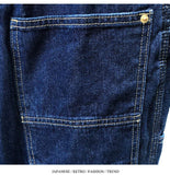 AIDASE  -  Vintage High Street Hip Hop Jeans For Men Spring Autumn Loose Wide Leg Big Pocket Overalls Trendy Neutral Denim Cargo Pants aidase-shop