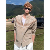 AIDASE  -  American Fair Isle Knitted irt Men Women Autumn Outerwear Lazy Loose Sle Sweater Cardigan Casual Wear Nylon Polyester aidase-shop