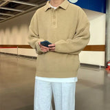 Aidase Knit Polo Sweat Shirt Men's Clothing Unicolor T Man Plain Xl Harajuku Fashion 90s Vintage Elasticity Emo One Piece Tee It A Top aidase-shop