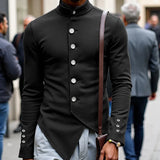 AIDASE  -  Men Jackets Solid Color Stand Collar Long Sleeve Button Irregular Coats Men Streetwear 2025 Fashion Casual Male Jackets aidase-shop