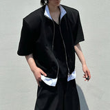AIDASE  -  Summer Short Sleeve Lapel Zip-up Cardigan Fashion Contrast Color Men Shirt Streetwear Daily Casual Men's Patchwork Shirts aidase-shop