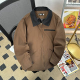 Aidase Retro American Detroit Jacket Men Women Solid Color Loose Cargo Coat Washed Cotton Casual Bomber Jacket Spring Autumn Unisex Top aidase-shop