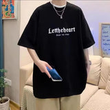 AIDASE  -  Fashion O-Neck Loose All-match Printed Letter T-Shirts Men's Clothing Summer New Oversized Korean Tops Casual Tee Shirt aidase-shop