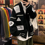 Aidase Cardigan Sweater Men's Korean Style Trendy Brand Loose Letter Knit Sweater Hong Kong Style Versatile Student Sweater Jacket aidase-shop