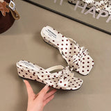 AIDASE  -  Summer Thick Heel Mules Shoes Elegant Butterfly-knot Vacation Dress Sandalias Gladiator Women Polka Dot Slippers aidase-shop