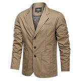 Aidase Spring and Autumn New Men Retro Solid Color Suit Business Wide Loose Three-breasted Suit Multi-pocket Casual Regular Jacket Coat aidase-shop