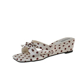 AIDASE  -  Summer Thick Heel Mules Shoes Elegant Butterfly-knot Vacation Dress Sandalias Gladiator Women Polka Dot Slippers aidase-shop