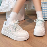 AIDASE  -  New Spring Women's White Shoes Embroidered Floral Thick Sole Platform Sneakers Lightweight Casual Skate Shoes for Students aidase-shop