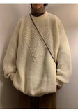 AIDASE  -  Casual Men Knitwear Sweater Square Block Jacquard Patchwork Design Long Sleeve Round Neck Solid Color Pullovers 21E7644 aidase-shop