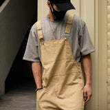 AIDASE  -  Men's Loose Khaki Bib Overalls Casual Big Pockets Cargo Pants Adjustable Suspenders Jumpsuits Coveralls Dungarees aidase-shop